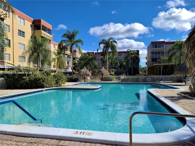 community pool with fence