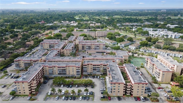 drone / aerial view with a city view