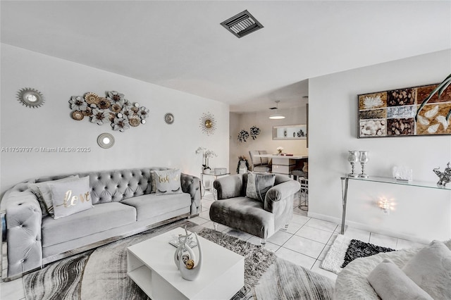 tiled living room with visible vents