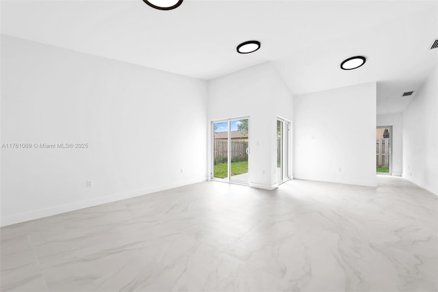 834 Cumberland Ter, Davie, FL 33325 - unfurnished room featuring marble finish floors, baseboards, and high vaulted ceiling