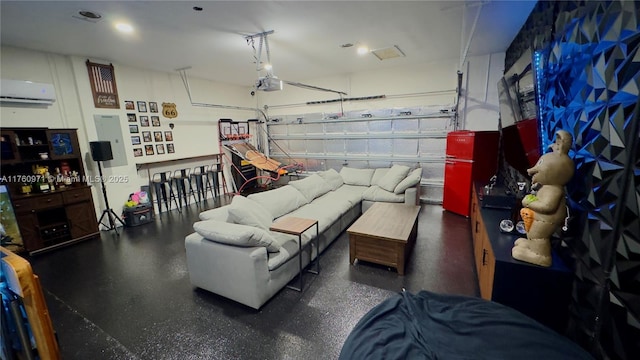 garage featuring an AC wall unit