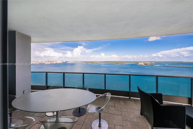 balcony with a water view