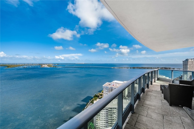 balcony with a water view