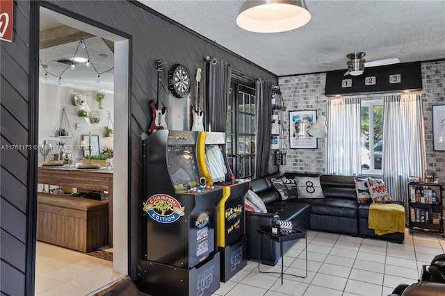 405 SW 73rd Ave, North Lauderdale, FL 33068 - living room with tile patterned floors and a textured ceiling