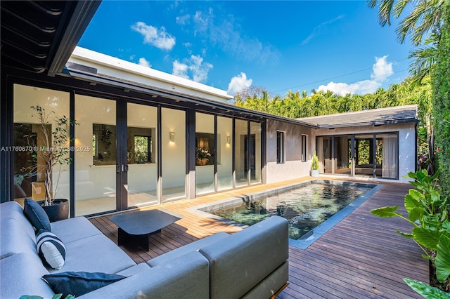 exterior space with french doors and a wooden deck