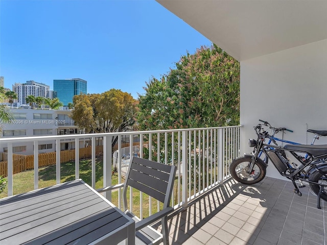 balcony with a view of city