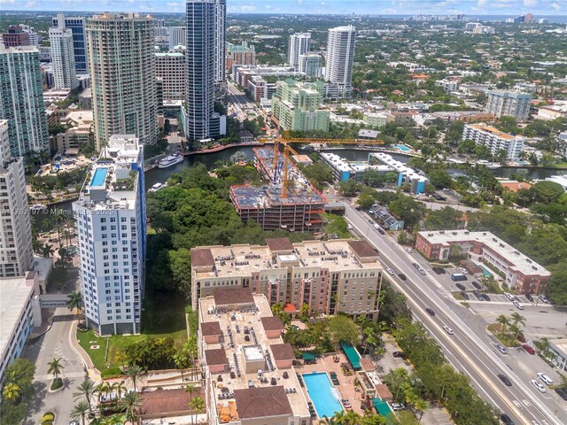 520 SE 5th Ave Unit 1507, Fort Lauderdale, FL 33301 - aerial view of property and surrounding area featuring nearby urban area and a nearby body of water