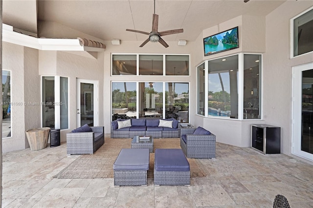 view of patio / terrace with outdoor lounge area and ceiling fan