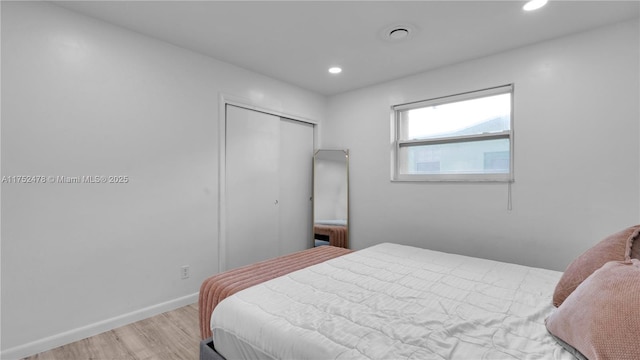 3349 W Park Rd, Hollywood, FL 33021 - bedroom with recessed lighting, a closet, baseboards, and wood finished floors