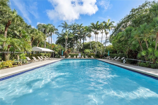 community pool with a patio area