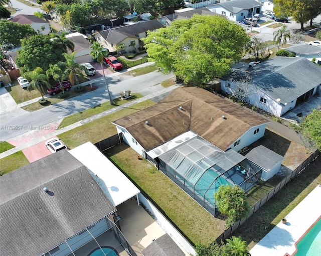 bird's eye view with a residential view