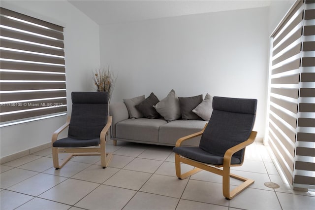 view of tiled living area