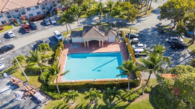 bird's eye view with a residential view