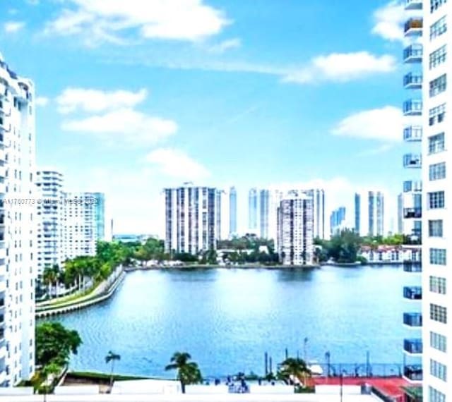 view of water feature featuring a city view