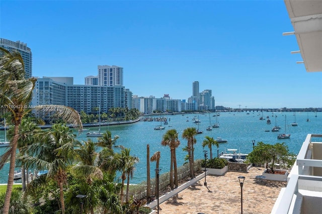 property view of water featuring a view of city