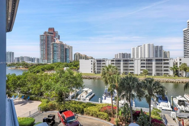 property view of water featuring a view of city