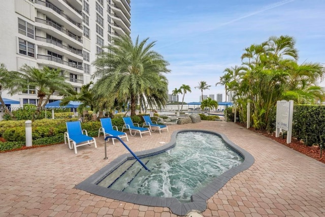 view of pool featuring a patio area