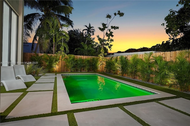 view of swimming pool with a fenced backyard