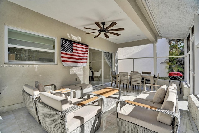 view of patio / terrace featuring outdoor lounge area and a ceiling fan