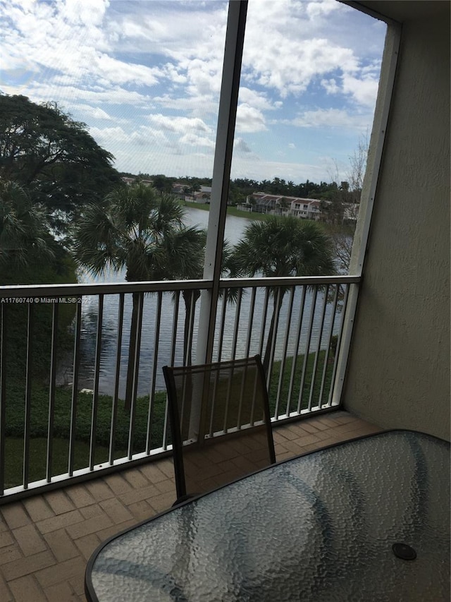 balcony with a water view