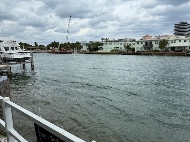 view of water feature featuring a dock