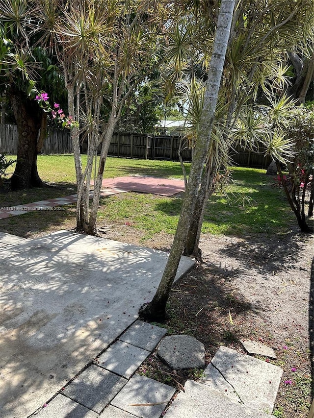 view of yard with a patio area and a fenced backyard