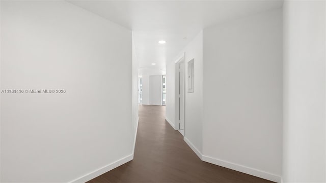 55 SE 6th St Unit 3701, Miami, FL 33131 - corridor with recessed lighting, baseboards, and dark wood finished floors