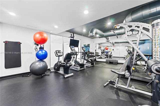 401 Golden Isles Dr Unit 516, Hallandale Beach, FL 33009 - workout area featuring recessed lighting