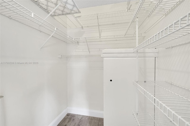 spacious closet with wood finished floors