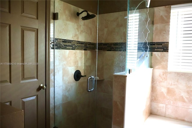 bathroom featuring a shower stall