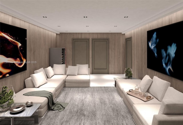 living area with recessed lighting