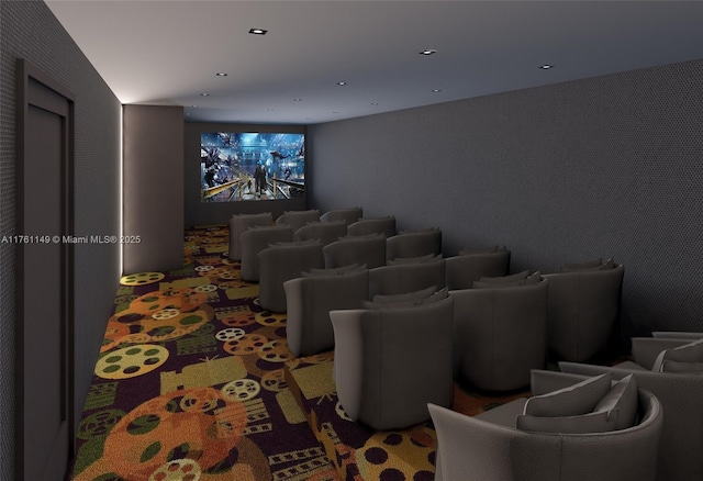 home theater featuring recessed lighting