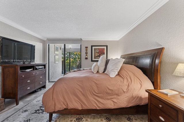 2806 N 46th Ave Unit D242, Hollywood, FL 33021 - bedroom featuring crown molding, access to outside, a textured wall, and a textured ceiling