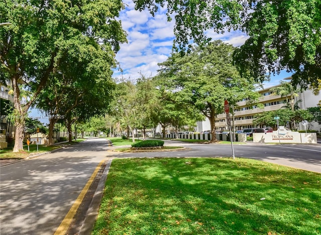 view of road with curbs