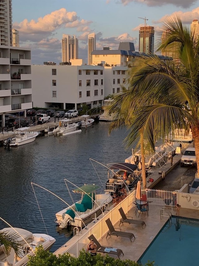 water view with a view of city