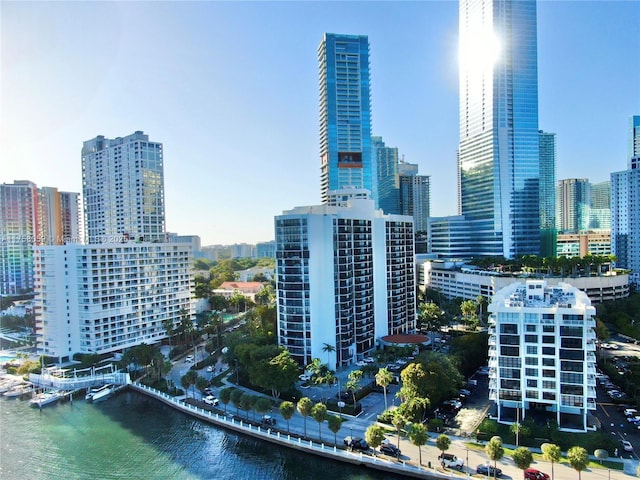 property's view of city with a water view