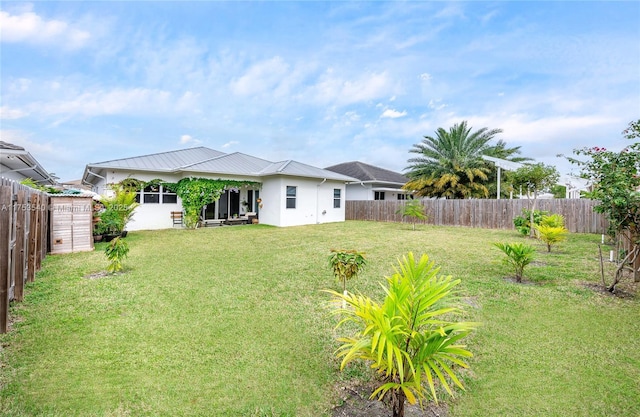 view of yard with a fenced backyard