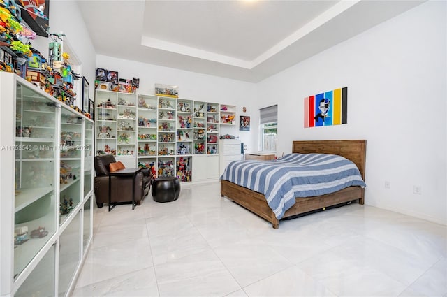 bedroom featuring a raised ceiling