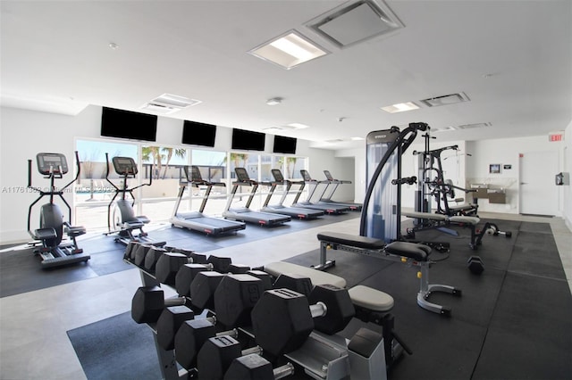 workout area featuring visible vents