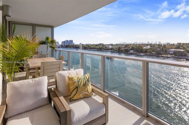 balcony with a water view