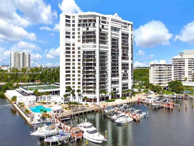 view of property with a water view