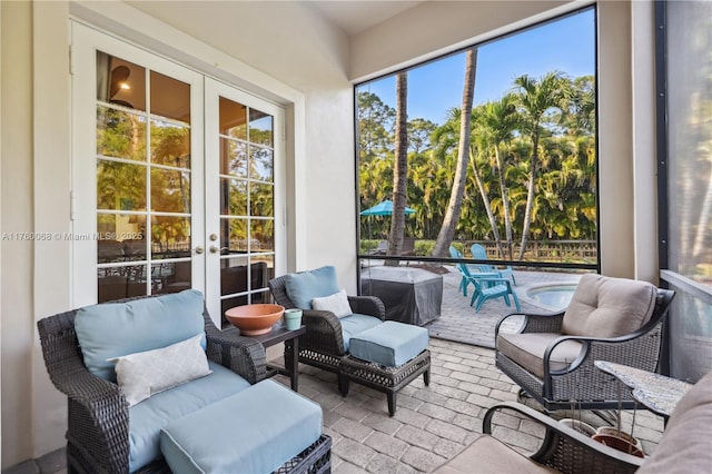 sunroom / solarium with french doors