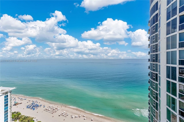 view of water feature featuring a view of the beach