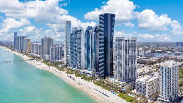17201 Collins Ave Unit 3708, Sunny Isles Beach, FL 33160 - bird's eye view of city skyline and waterfront with a beach