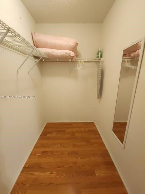 spacious closet with wood finished floors