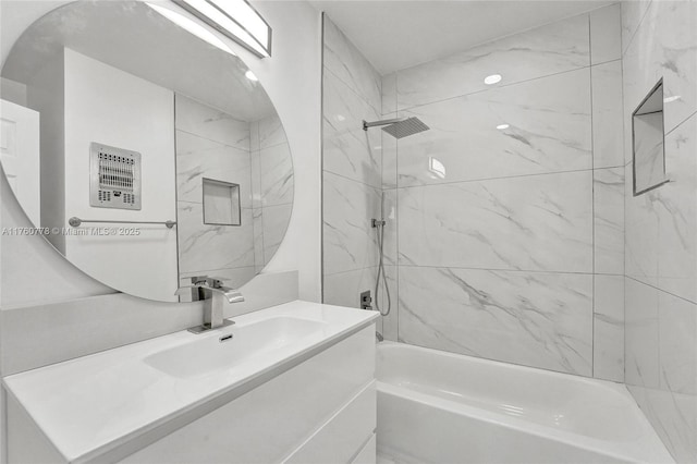 full bath with shower / washtub combination and vanity