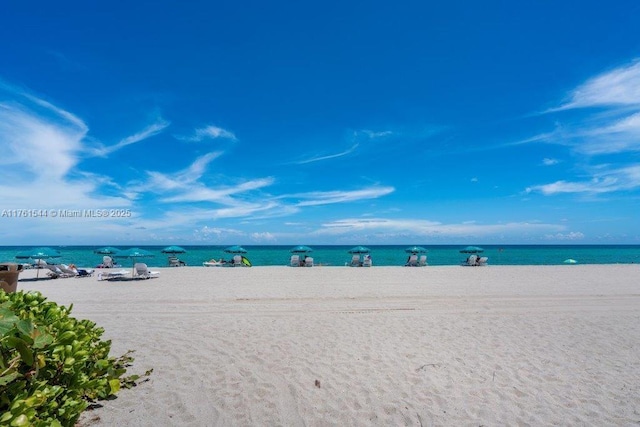 property view of water featuring a view of the beach