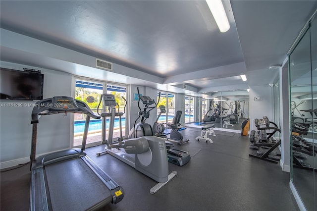 workout area featuring visible vents