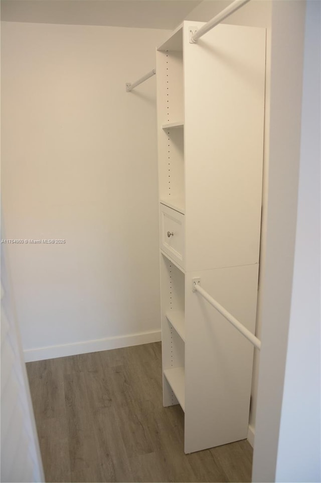 spacious closet with wood finished floors