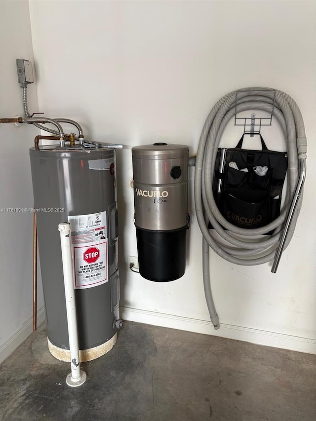 utility room with electric water heater